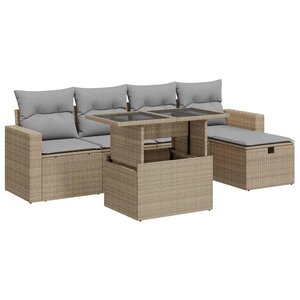 vidaXL Salon de jardin avec coussins 6 Pièces beige résine tressée