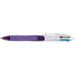 Stylo bille 4 COLOUR GRIP FASHION 4 Couleurs Rose Violet Vert Turquoise x 6 BIC