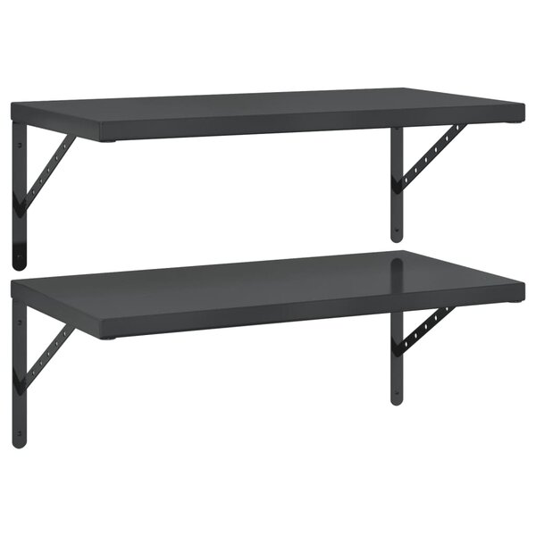 vidaXL Étagères murales 2 Pièces 75x40 cm noir acier inoxydable