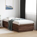 vidaXL Cadre de lit avec lumières LED chêne marron 100x200 cm