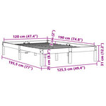 vidaXL Cadre de lit sans matelas cire marron 120x190cm bois pin massif