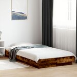 vidaXL Cadre de lit avec lumières LED chêne fumé 90x200 cm