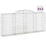 vidaXL Paniers à gabions arqués 12 Pièces 300x30x120/140 cm fer galvanisé