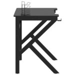 vidaXL Bureau de jeu avec pieds en forme de K Noir 90x60x75 cm