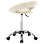 Chaise fauteuil siège de travail roulante similicuir crème 02_0024076