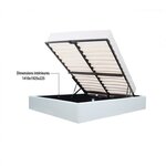 Lit adulte 140 x 190 cm avec Coffre de rangement - Simili Blanc