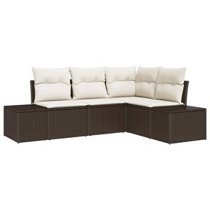 vidaXL Ensemble de canapé de jardin 4 Pièces Marron polyrotin