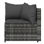 vidaXL Salon de jardin 3 Pièces avec coussins Gris Résine tressée