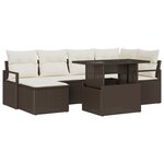 Ensemble de Canapé de Jardin vidaXL 7 Pièces avec Coussins en Rotin Poly Marron