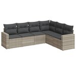 vidaXL Salon de jardin 6 Pièces avec coussins gris clair résine tressée