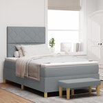 vidaXL Lit à sommier avec matelas et banc Gris clair 120x200 cm Tissu