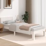 vidaXL Cadre de lit Blanc Bois massif 75x190 cm Petit simple