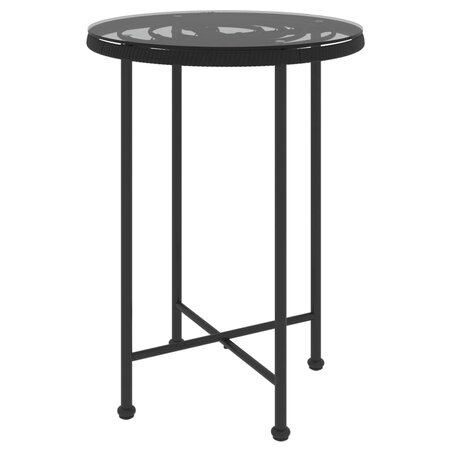 vidaXL Table de salle à manger Noir Ø55 cm Verre trempé et acier