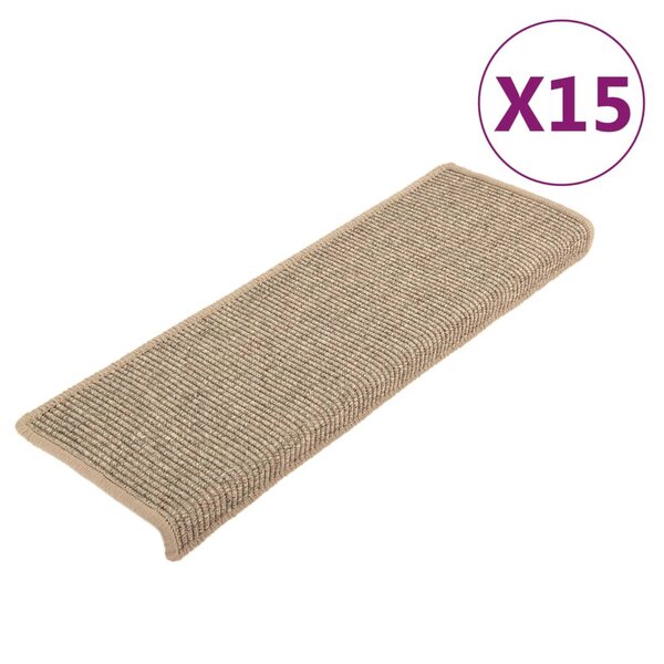 vidaXL Tapis d'escalier auto-adhésifs 15 Pièces Beige foncé 65x21x4 cm