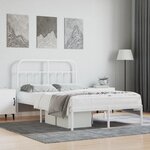 vidaXL Cadre de lit métal avec tête de lit blanc 120x200 cm