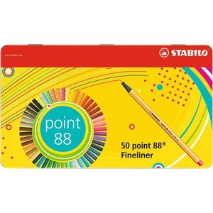 STABILO -Boîte métal x 50 stylos-feutres point 88 - pointe fine