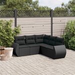 vidaXL Salon de jardin 5 Pièces avec coussins noir résine tressée