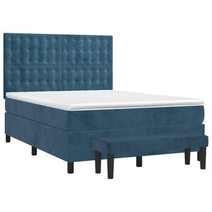 vidaXL Sommier à lattes de lit et matelas Bleu foncé 140x200cm Velours