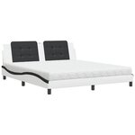 vidaXL Lit avec matelas blanc et noir 180x200 cm similicuir
