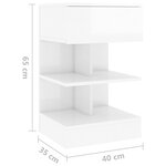 vidaXL Tables de chevet 2 Pièces Blanc brillant 40x35x65 cm