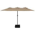 vidaXL Parasol à double tête avec LED taupe 449x245 cm