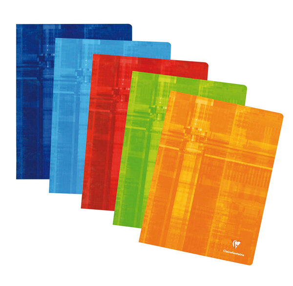 Cahier piqûre 24 x 32 cm 120 pages Seyès grands carreaux Coloris aléatoire CLAIREFONTAINE
