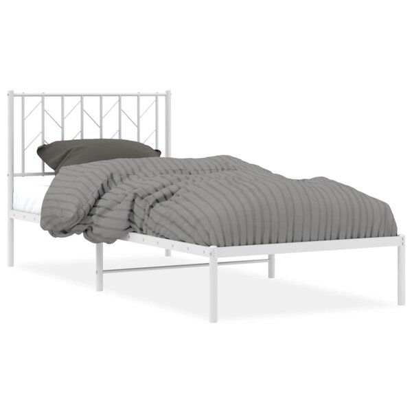 vidaXL Cadre de lit métal avec tête de lit blanc 90x200 cm