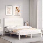 vidaXL Cadre de lit avec tête de lit blanc 140x190 cm bois massif
