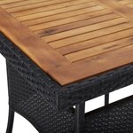 vidaXL Mobilier d'extérieur 5 Pièces Noir Résine tressée et bois d'acacia