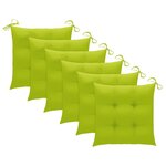 vidaXL Chaises de jardin avec coussins vert vif 6 Pièces Bois de teck