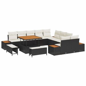 vidaXL Ensemble de canapé de jardin 13 Pièces Noir Poly rotin