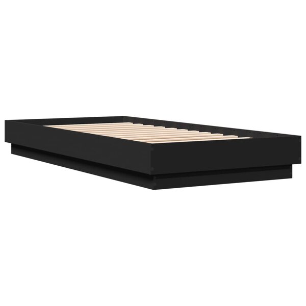 vidaXL Cadre de lit noir 90x200 cm bois d'ingénierie