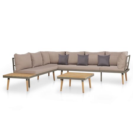 vidaXL Salon de jardin 4Pièces et coussins Bois d'acacia solide Marron