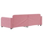 vidaXL Lit de jour avec gigogne et tiroirs rose 90x200 cm velours