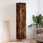 vidaXL Buffet haut Chêne fumé 34 5x34x180 cm Bois d'ingénierie