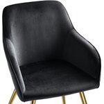 Lot de 6 chaises pieds doré siège de salon cuisine salle à manger design élégant velours noir 08_0000065