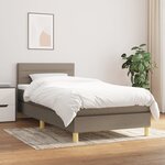 vidaXL Sommier à lattes de lit avec matelas Taupe 90x190 cm Tissu