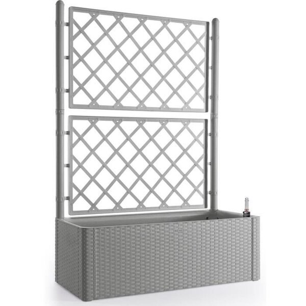Bac à fleur deluxe - rectangulaire avec treillis stone gris - 100 x 43x142 cm