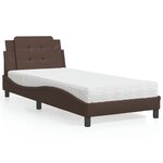 vidaXL Lit avec matelas marron 100x200 cm similicuir