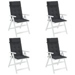 vidaXL Coussins de chaise à dossier haut lot de 4 noir tissu oxford