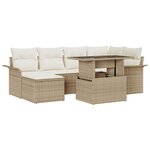Ensemble de Canapés de Jardin vidaXL de 7 pièces avec Coussins Beige en Poly Rattan