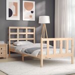 vidaXL Cadre de lit avec tête de lit 90x200 cm bois massif
