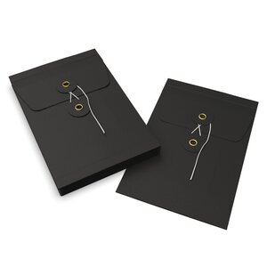 Lot de 10 enveloppes à soufflets à rondelle et ficelle noir 162x114