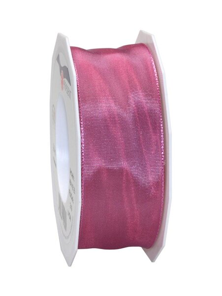 Ruban de soie acetat laitonné lyon 25-m-rouleau 40 mm rose