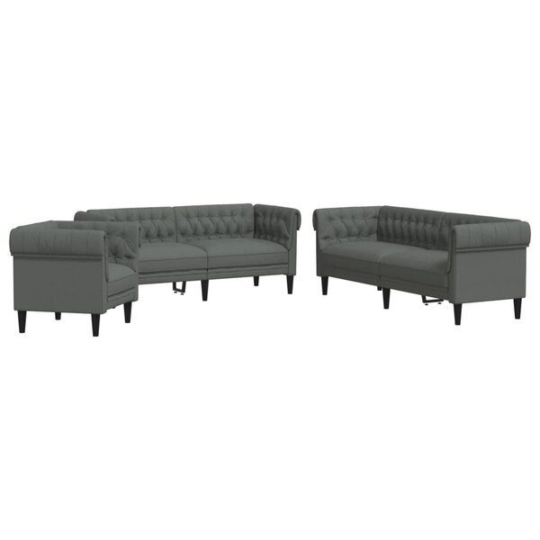 vidaXL Ensemble de canapés 3 Pièces gris foncé tissu