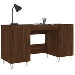 Bureau table poste de travail meuble d'ordinateur informatique étude chêne 140 x 50 x 75 cm bois d'ingénierie brun 02_0023611
