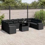 vidaXL Salon de jardin 11 Pièces avec coussins noir résine tressée