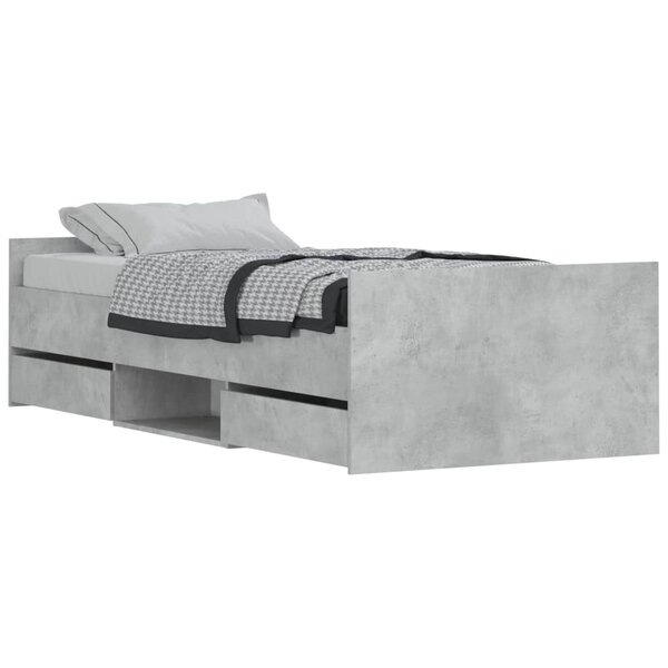 vidaXL Cadre de lit tête de lit et pied de lit gris béton 100x200 cm