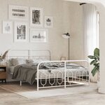 vidaXL Cadre de lit métal sans matelas et pied de lit blanc 135x190 cm