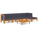 vidaXL Salon de jardin 6 Pièces avec coussins Bois d'acacia solide